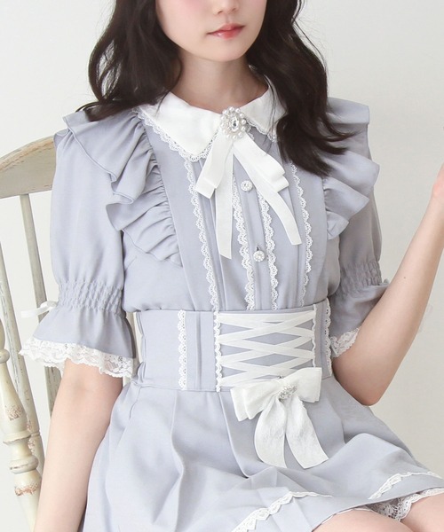 DearMyLove ブラウス シャツ フリルギャザーリボンブラウス レディース
