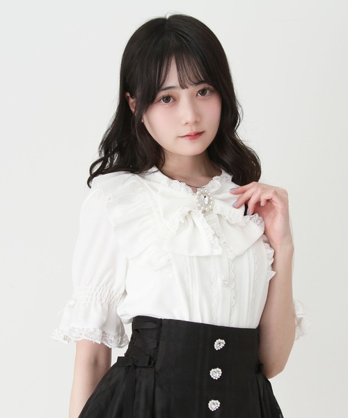 DearMyLove ブラウス シャツ フリルギャザーリボンブラウス レディース