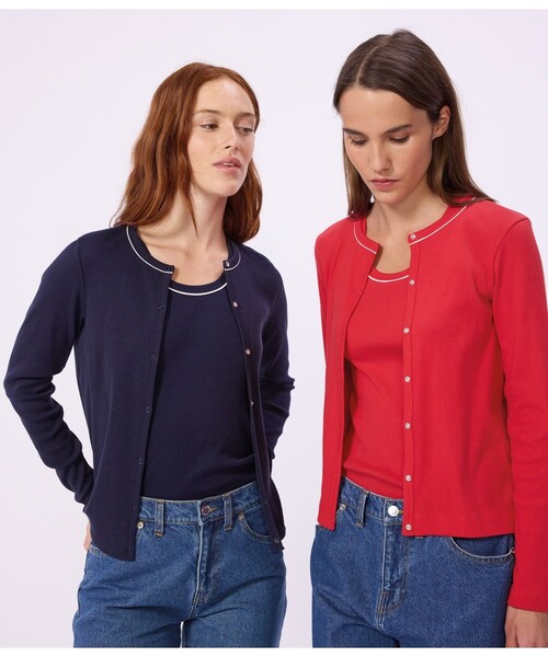 PETIT BATEAU（プチバトー） カーディガン 2×2リブ編みカーディガン