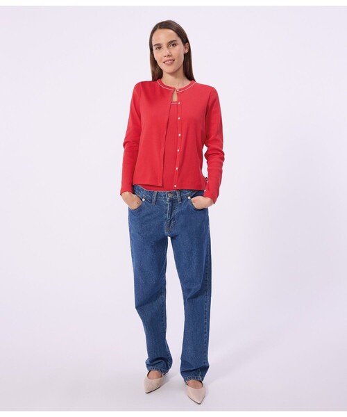 PETIT BATEAU（プチバトー） カーディガン 2×2リブ編みカーディガン