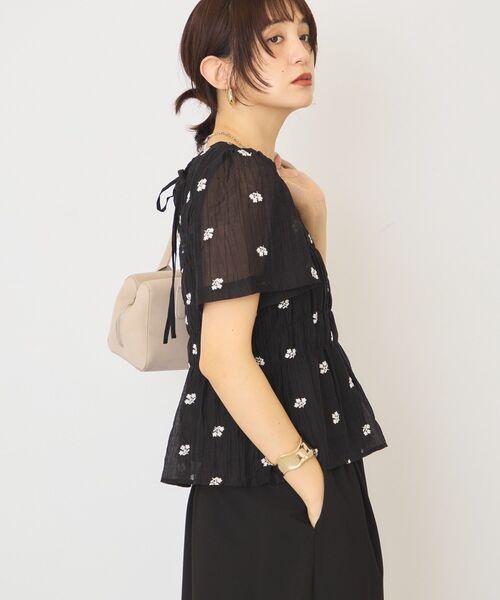 FOXEY NEW YORK 半袖 ブラウス ブラック 38 FOXEY NEW YORK 「FOXEY YORK」 半袖ブラウス 38 ブラック レディース