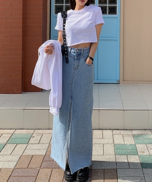 「FREE STYLISTS」 「x.h.t」デニムスカート M ブルー レディース_画像3