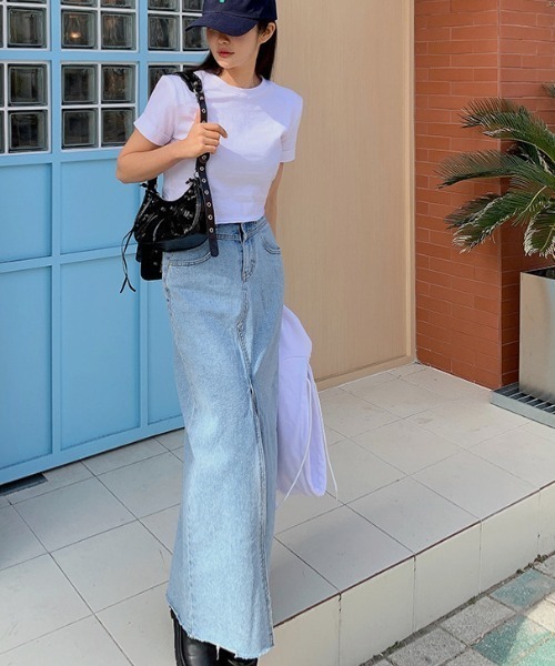 「FREE STYLISTS」 「x.h.t」デニムスカート M ブルー レディース_画像6