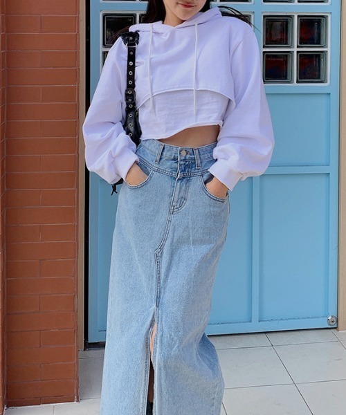 「FREE STYLISTS」 「x.h.t」デニムスカート M ブルー レディース_画像8