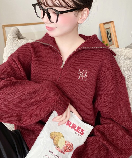 moment+ ニット セーター 「累計販売枚数1万枚突破！」ハーフジップ