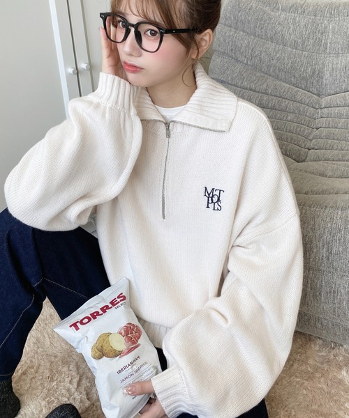 moment+ ニット セーター 「累計販売枚数1万枚突破！」ハーフジップ