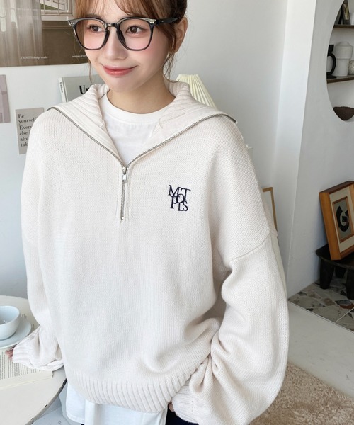 MARK&LONA ハーフジップセーター 48 アイボリー MARK&LONA ハーフジップセーター 48 アイボリー