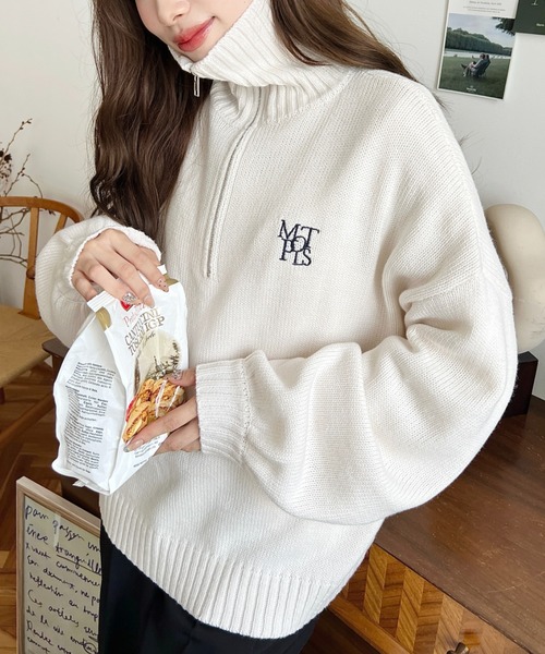 moment+ ニット セーター 「累計販売枚数1万枚突破！」ハーフジップ