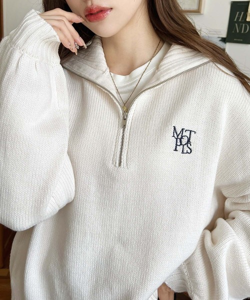 moment+ ニット セーター 「累計販売枚数1万枚突破！」ハーフジップ