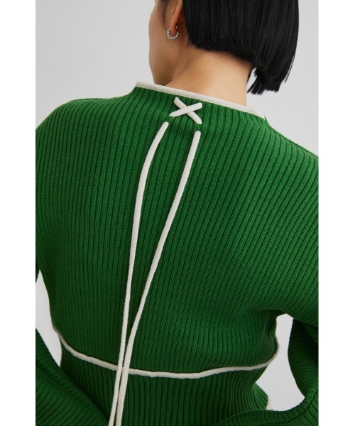 stylemixer パイピングフォルムショートニット グリーン STYLEMIXER（スタイルミキサー） ニット パイピングフォルムショート