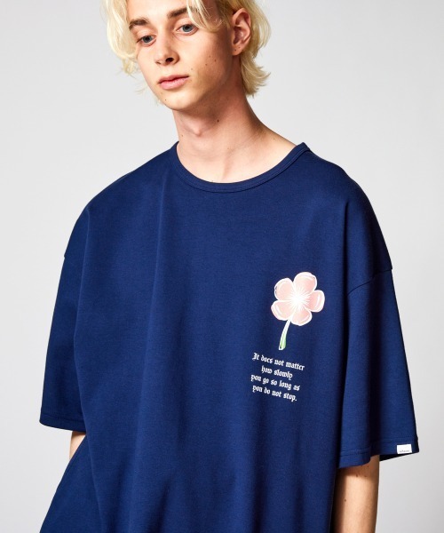 Flower サイン入りTシャツ rehacer tシャツ : Links Flower On Wide Loose CS Made in