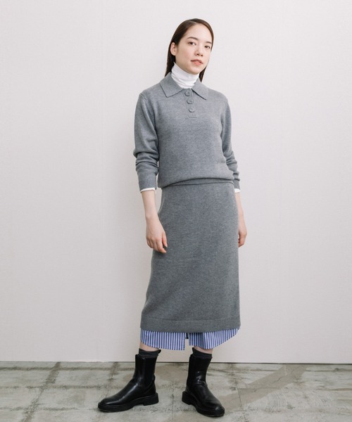 ニット セーター 「Liyoca」くるみボタンポロニット レディース セール】【Liyoca】くるみボタンポロニット（ニット/セーター