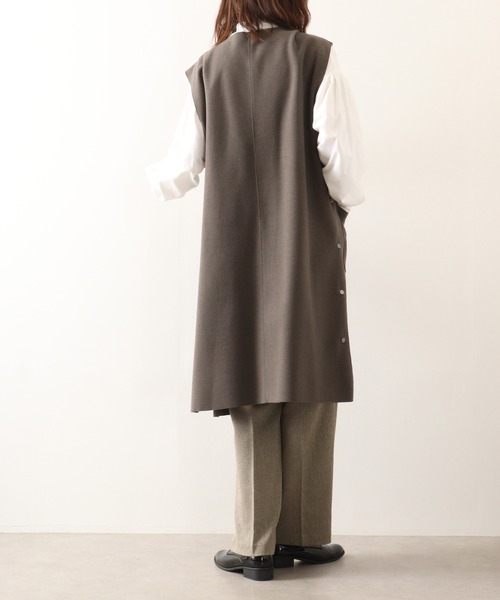 EGLANTINE ベスト ジレ 「EGLANTINE」フェイクウールロングジレ
