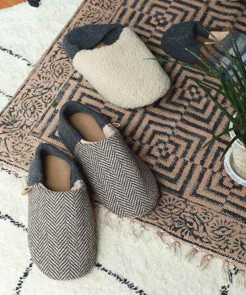 a.depeche スリッパ 「a.depeche:アデペシュ」kolin wool baboosh HB L ルームシューズ ...