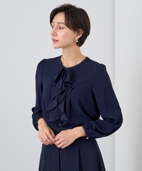 ANAYI（アナイ） ブラウス シャツ バックサテンリボンラッフル