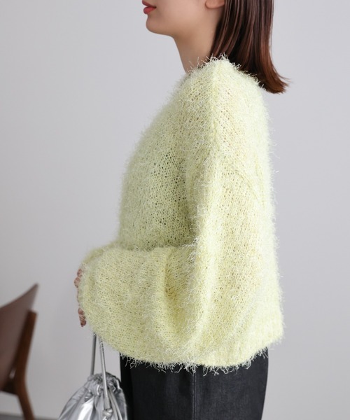 ニット セーター ラメニットトップス/クロップド丈 レディース sakishimatokyo ニット セーター ラメニットトップス/クロップド