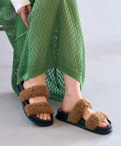 カリーノ（carino）/エコファーもこもこサンダル carino（カリーノ） サンダル エコファーもこもこサンダル レディース
