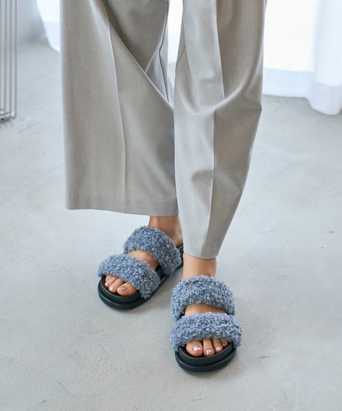 carino（カリーノ） サンダル エコファーもこもこサンダル レディース