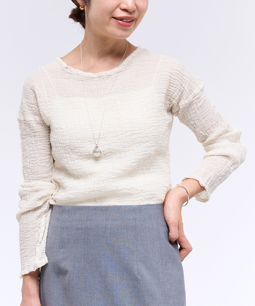 【新品未使用】IENA　アトリエフランセ　ロングスリーブトップス　ホワイト IENA シャツ ブラウス 「LES ATELIERS FRANCAIS DE CONFECTION