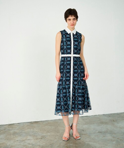 超美品 グレースコンチネンタル バイカラー プリント ティアード