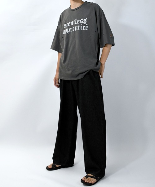 Starting Over tシャツ Pigment hard wash ripped T/ピグメント