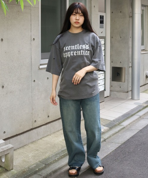  ★オーバーサイズ 半袖 ダメージ加工 綿 Tシャツ WESTSEA tシャツ ダメージ加工 オーバーサイズ 無地 半袖Tシャツ