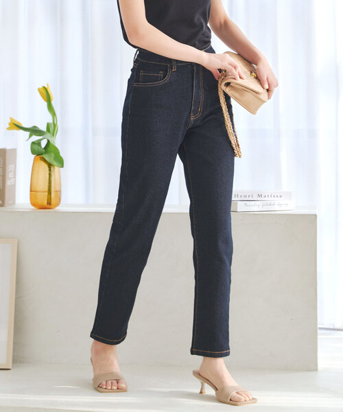 パンツ デニム ジーンズ しゃがめる ストレッチテーパードデニムパンツ  