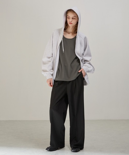 EMMA CLOTHES タンクトップ クールタッチ梨地レイヤードタンク