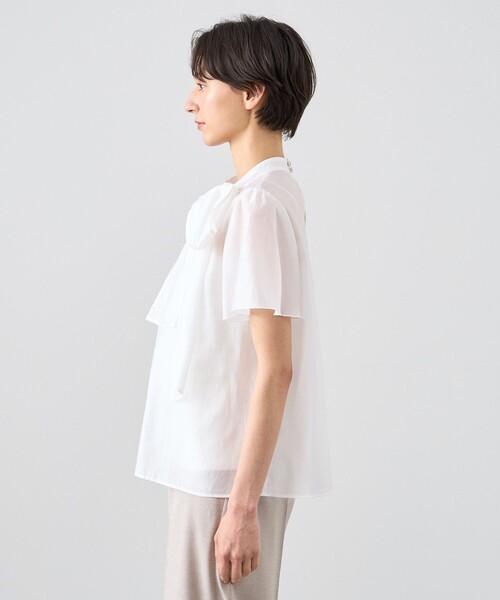 ANAYI ブラウス シャツ シアーオーガンジーボウタイ レディース