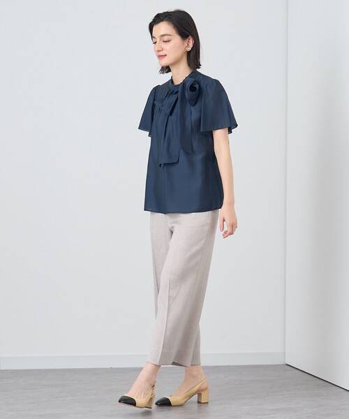 ANAYI ブラウス シャツ シアーオーガンジーボウタイ レディース