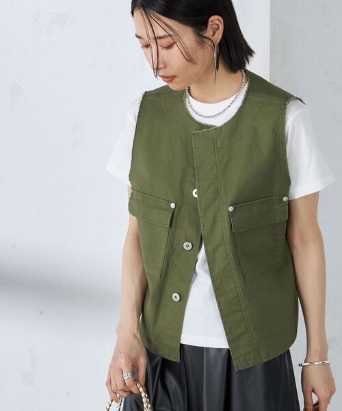ベスト ジレ 「手洗い可能」ミリタリー ショート ジレ レディース