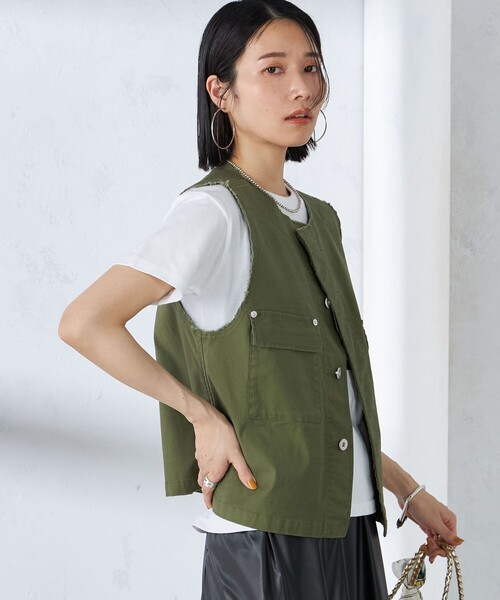 SHIPS（シップス） ベスト ジレ 「手洗い可能」ミリタリー ショート