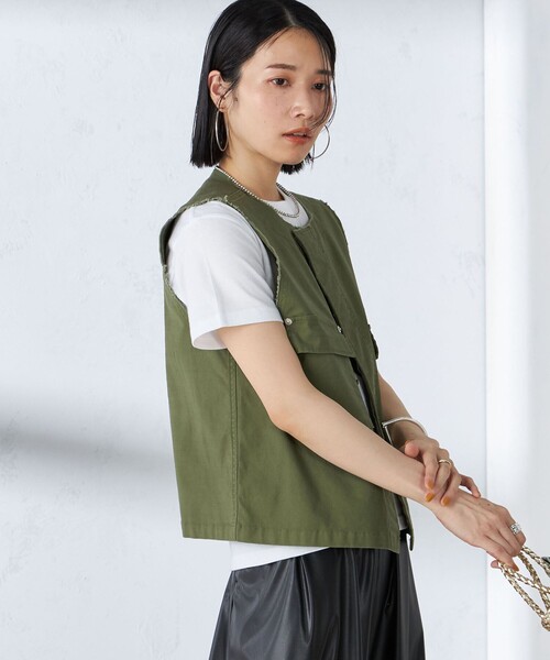 SHIPS（シップス） ベスト ジレ 「手洗い可能」ミリタリー ショート
