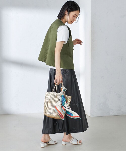 レディース バックジップ ベスト She's Closet ベスト ジレ 前後2wayバッククロスショート丈ハイネック