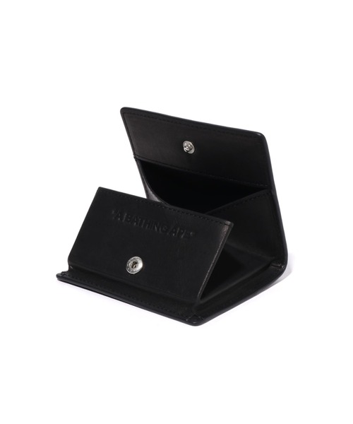 A BATHING APE 財布 EMBOSSED LEATHER MINI WALLET メンズ