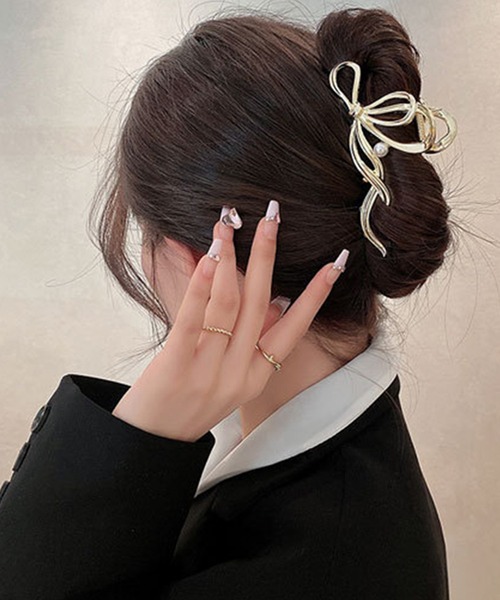 ヘアクリップ 「M2SUQARED/エムツースクエア」リボンパールヘア