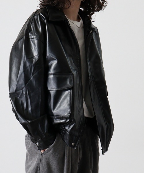 revertical ブルゾン アウター 合成皮革BIGシルエットブルゾン メンズ