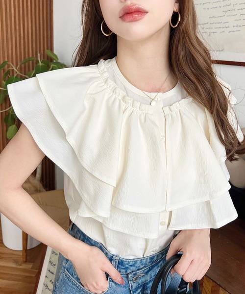 ブラウス シャツ ダブルフリルブラウス レディース ITEMS URBANRESEARCH ブラウス シャツ ダブルフリルブラウス