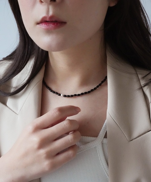 ネックレス 「 ammy. / エイミードット 」 ワンポイント ガラスビーズ