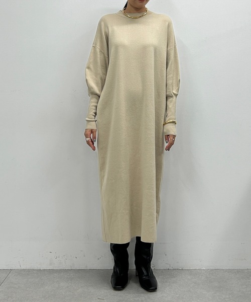 Loungedress グレー ロングニットワンピース F Loungedress（ラウンジドレス） ニットワンピース FREE グレー