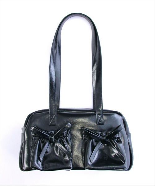 clear ハンドバッグ ダブルポケットリボンスクエアバッグ「ガーリー