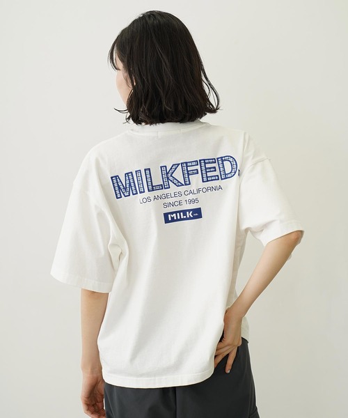 MILKFED.（ミルクフェド） tシャツ MILKFED. PLAID LOGO WIDE S/S TEE 