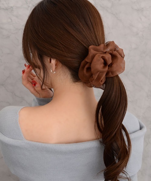 VIBGYOR Women シュシュ 「float」シフォン シンプル ビッグ シュシュ