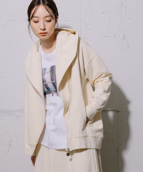 MARECHAL TERRE パーカー フルジップ アシメ オフホワイト MARECHAL TERRE パーカー フルジップ アシメ オフホワイト