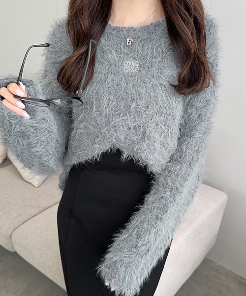 「mily bilet」 長袖ニット X-LARGE チャコールグレー レディース_画像6