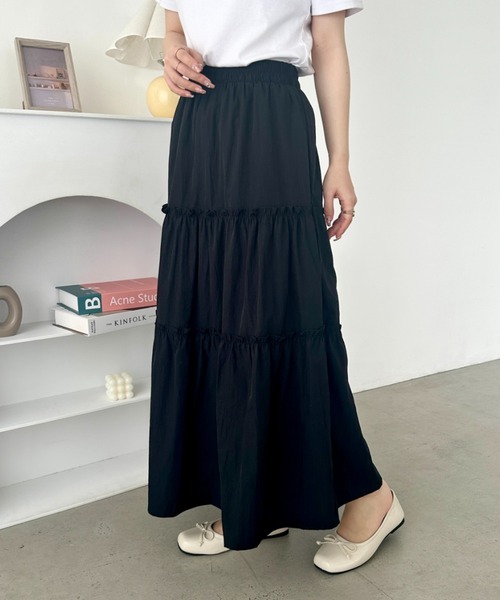 ページ限定特価♡新品☆アウターとロングスカートの2点♡送料込み CLEA スカート 無地/チェック柄ティアードロングスカート : ZOZOTOWN