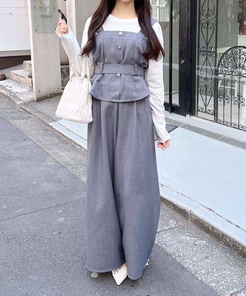 セットアップ キャミトップ × ワイドパンツ カジュアル S~L INGNI セットアップ 「WEB限定」多種ボタンキャミ＋ワイドパンツ