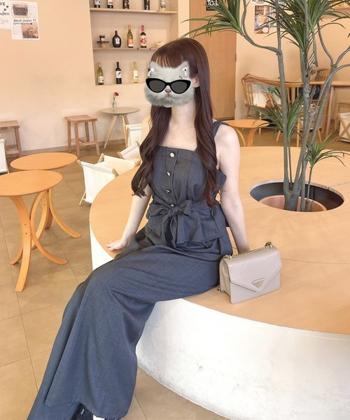 【CALM ORIGINALS】 パンツのみ INGNI セットアップ 「WEB限定」多種ボタンキャミ＋ワイドパンツ