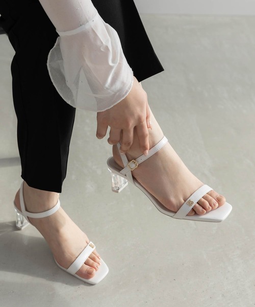 RANDA（ランダ） サンダル モノグラムパーツクリアヒールサンダル