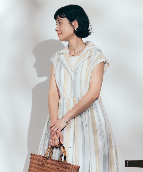 FREAK'S STORE シャツワンピース インド マルチストライプ